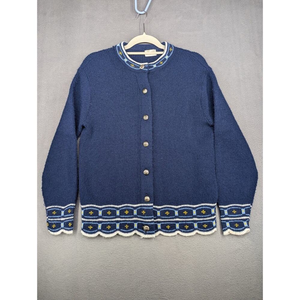 Marvin Knitting Mills Sweater Women's Blue Cardigan Metal Buttons Vintage